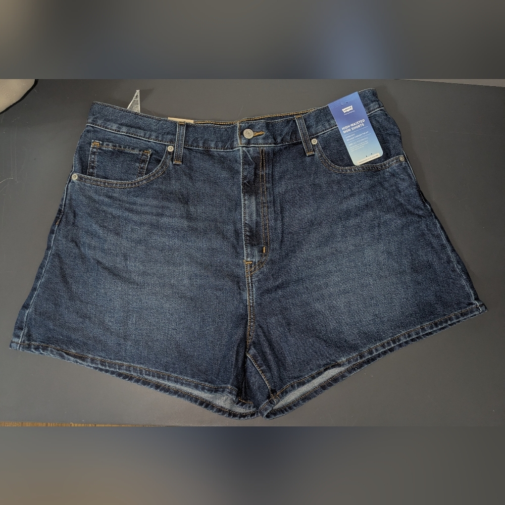 Levi's High Waisted Mom Dark Blue Jean Shorts